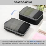BAGAIL 4 Set/6 Set/8 Set Compression Packing Cubes Travel Accessories Expandable Packing Organizers (Half Mesh, 6-Black)