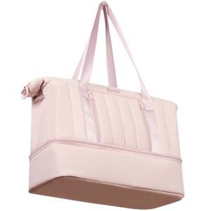 NISHEL Pink Weekender Duffle Bag with Shoe Compartment