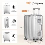 22-Inch Aluminum Carry-On Luggage with Spinner Wheels