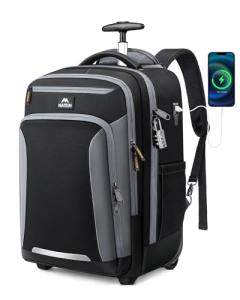 MATEIN Rolling Backpack with Wheels and USB Port