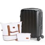 Rosamo 3 piece Luggage Set Suitcase 22x14x9 Airline Approved Carry on, ABS Hard Case Suitcases with Spinner Wheels, TSA Lock, Durable Waterproof Travel Set Black