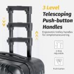 Rosamo 3 piece Luggage Set Suitcase 22x14x9 Airline Approved Carry on, ABS Hard Case Suitcases with Spinner Wheels, TSA Lock, Durable Waterproof Travel Set Black