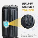 Rosamo 3 piece Luggage Set Suitcase 22x14x9 Airline Approved Carry on, ABS Hard Case Suitcases with Spinner Wheels, TSA Lock, Durable Waterproof Travel Set Black