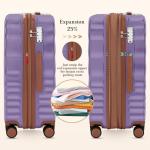 Rosamo 5 piece Luggage Set Expandable Suitcase 22x14x9 Airline Approved Carry on, ABS Hard Case Suitcases with Spinner Wheels, TSA Lock (Purple)