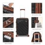 Rosamo 3 piece Luggage Set Expandable Suitcase 22x14x9 Airline Approved Carry on, ABS Hard Case Suitcases with Spinner Wheels, TSA Lock, (Black, 3 Piece Sets(20/BP/TB))