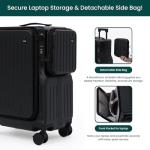 NOBL Duo Carry Carry-On Luggage with Detachable Side Bag, 22.1x14.6x10.5 Airline Approved, Noble Zipperless PC Hard Shell Suitcase & Crossbody, 360° Spinner Wheels, TSA Locks, USB Port - Jet Black