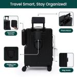 NOBL Duo Carry Carry-On Luggage with Detachable Side Bag, 22.1x14.6x10.5 Airline Approved, Noble Zipperless PC Hard Shell Suitcase & Crossbody, 360° Spinner Wheels, TSA Locks, USB Port - Jet Black