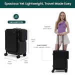 NOBL Duo Carry Carry-On Luggage with Detachable Side Bag, 22.1x14.6x10.5 Airline Approved, Noble Zipperless PC Hard Shell Suitcase & Crossbody, 360° Spinner Wheels, TSA Locks, USB Port - Jet Black