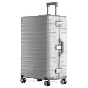 Nobl Travel Large Luggage, Noble Zipperless Aluminum Checked Suitcase, Metal Hardside Shell & Frame, 30.1x20x11.4, Big Check-in Bag, 360° Spinner Wheels, TSA Locks, Interior Compression – Silver
