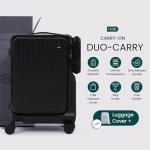 NOBL Duo Carry Carry-On Luggage with Detachable Side Bag, 22.1x14.6x10.5 Airline Approved, Noble Zipperless PC Hard Shell Suitcase & Crossbody, 360° Spinner Wheels, TSA Locks, USB Port - Jet Black