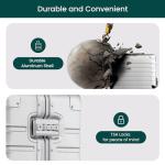 Nobl Travel Large Luggage, Noble Zipperless Aluminum Checked Suitcase, Metal Hardside Shell & Frame, 30.1x20x11.4, Big Check-in Bag, 360° Spinner Wheels, TSA Locks, Interior Compression – Silver