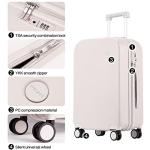 mixi Luggage Suitcase with Spinner Wheels, Hardside Rolling Suitcase PC with Cover & TSA Lock Lightweight Travel Case 24in Checked in, Off White（Slight Pink）