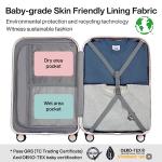 mixi Luggage Suitcase with Spinner Wheels, Hardside Rolling Suitcase PC with Cover & TSA Lock Lightweight Travel Case 24in Checked in, Off White（Slight Pink）