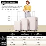 mixi Luggage Suitcase with Spinner Wheels, Hardside Rolling Suitcase PC with Cover & TSA Lock Lightweight Travel Case 24in Checked in, Off White（Slight Pink）