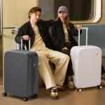 mixi Luggage Suitcase with Spinner Wheels, Hardside Rolling Suitcase PC with Cover & TSA Lock Lightweight Travel Case 24in Checked in, Off White（Slight Pink）