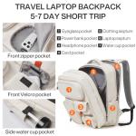 mixi Large Capacity Expandable Travel Backpack for Women & Men 15.6'' Laptop Carry On Weekender Bag Outdoor Hiking with Multifunction Pockets 180° Open Water Resistant 18 Inch 28L, Moonlight White