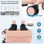 HanTrip 24-Inch Pink Spinner Luggage with Charger