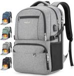Gray Insulated Laptop Lunch Backpack with USB Port