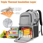 Gray Insulated Laptop Lunch Backpack with USB Port