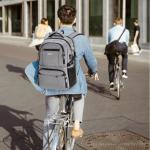 Gray Insulated Laptop Lunch Backpack with USB Port