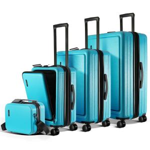 Expandable Teal Blue 4-Piece Hardshell Luggage Set