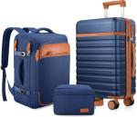 UKEIN 3-Piece Luggage Set with Backpack - Blue