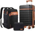 3-Piece Black Luggage Set with Spinner Wheels