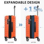 EMPSIGN Orange Carry-On Luggage with Spinner Wheels