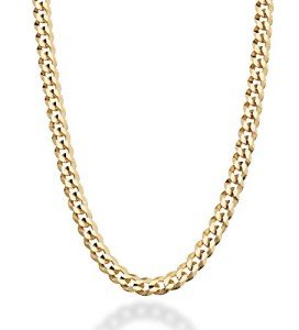 Miabella Solid 18K Gold Over 925 Sterling Silver Italian 5mm Diamond-Cut Cuban Link Curb Chain Necklace for Women Men, Made in Italy (22 Inches)
