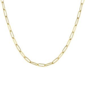 PAVOI Womens 14K Gold Plated ‚Äì Yellow Gold Paperclip Chain Adjustable Necklace