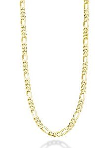 Miabella Solid 18K Gold Over Sterling Silver Italian 5mm Diamond-Cut Figaro Link Chain Necklace for Women Men, 925 Made in Italy (20 Inches)