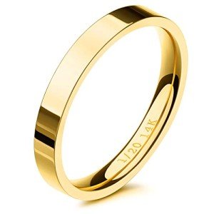 NOKMIT 3mm 14K Gold Filled Rings for Women Dainty Gold Stacking Stackable Band Thin Gold Thumb Pinky Finger Ring Non Tarnish Comfort Fit Size 4 to 11 (Gold,6)