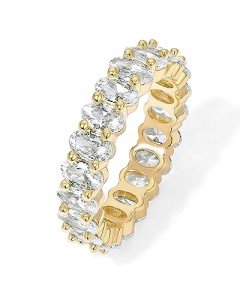 PAVOI 14K Yellow Gold Plated Love Rings Oval Cubic Zirconia 5mm Stackable Yellow Gold Rings for Women Size 7