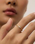 PAVOI 18K Yellow Plated Marquise Mini Cubic Zirconia Stackable Ring for Women | Stacking Thin Band for Women | Size 7