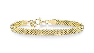 Miabella 18K Gold Over Sterling Silver Italian 5mm Mesh Link Chain Bracelet for Women, 925 Made in Italy (Length 6.5 Inches)