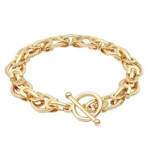 SOFYBJA 18k Gold Plated Personalized Chunky Cuban Oval Link Chain Bracelets for Women Rope Bracelet Handmade Jewelry for Women