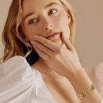 ENSKEFEN Gold Cuff Bracelets for Women Hammered Open Cuff Bangles Adjustable Gold Bracelets Irregular Bangle Bracelet