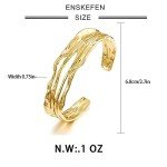ENSKEFEN Gold Cuff Bracelets for Women Hammered Open Cuff Bangles Adjustable Gold Bracelets Irregular Bangle Bracelet