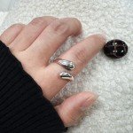 Chunky Rings for Women 925 Sterling Silver Adjustable Teardrop Minimalist Stackable Ring Statement Open Silver Jewelry for Women