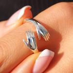 Lily Charmed Adjustable Sterling Silver Hug Ring