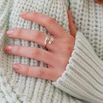 Lily Charmed Adjustable Sterling Silver Hug Ring