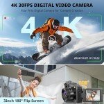 48MP 4K Autofocus Vlogging Camera with Flip Screen