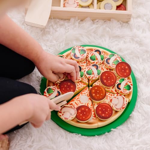 Wooden Pizza Play Food Set - 36 Toppings