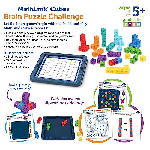 MathLink Cubes Brain Puzzle Challenge: 80 pcs, Ages 5+