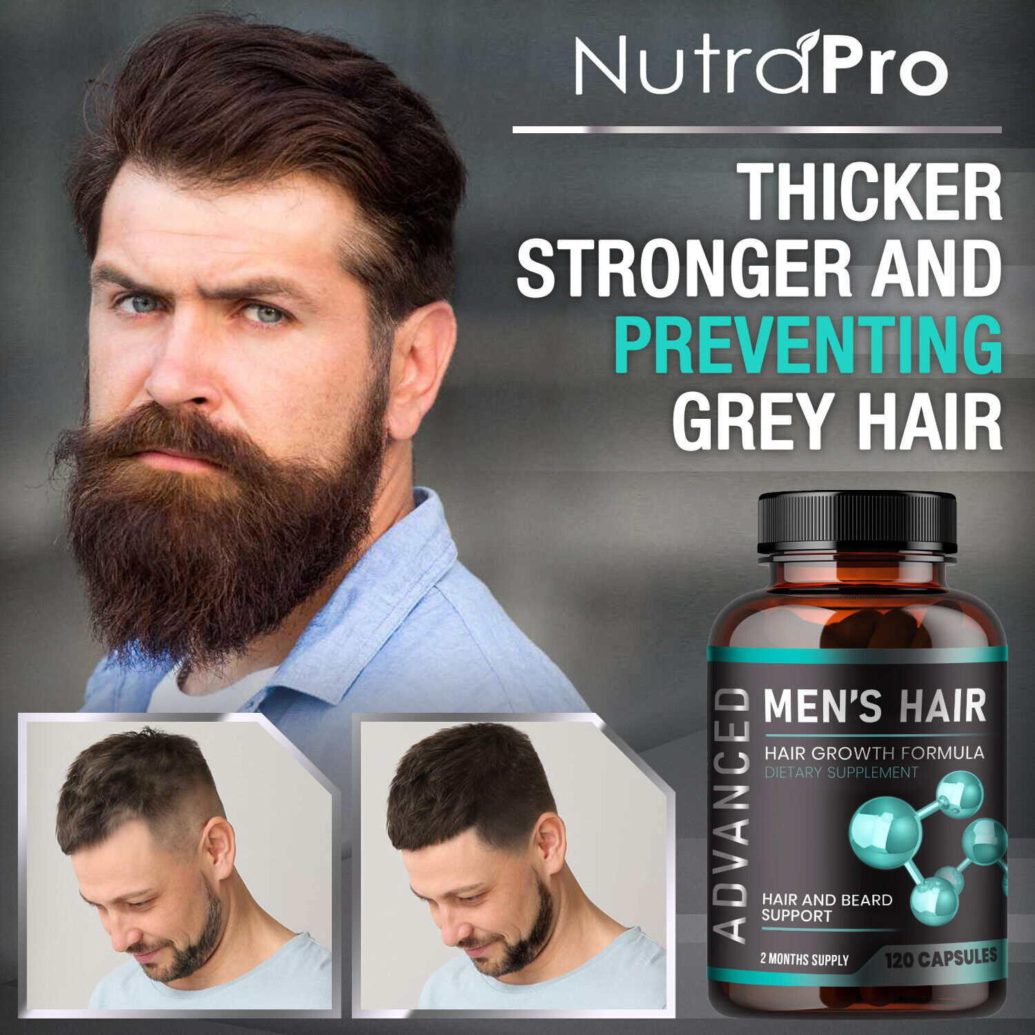 Men's Hair Growth & Beard Supplements - 120 Caps