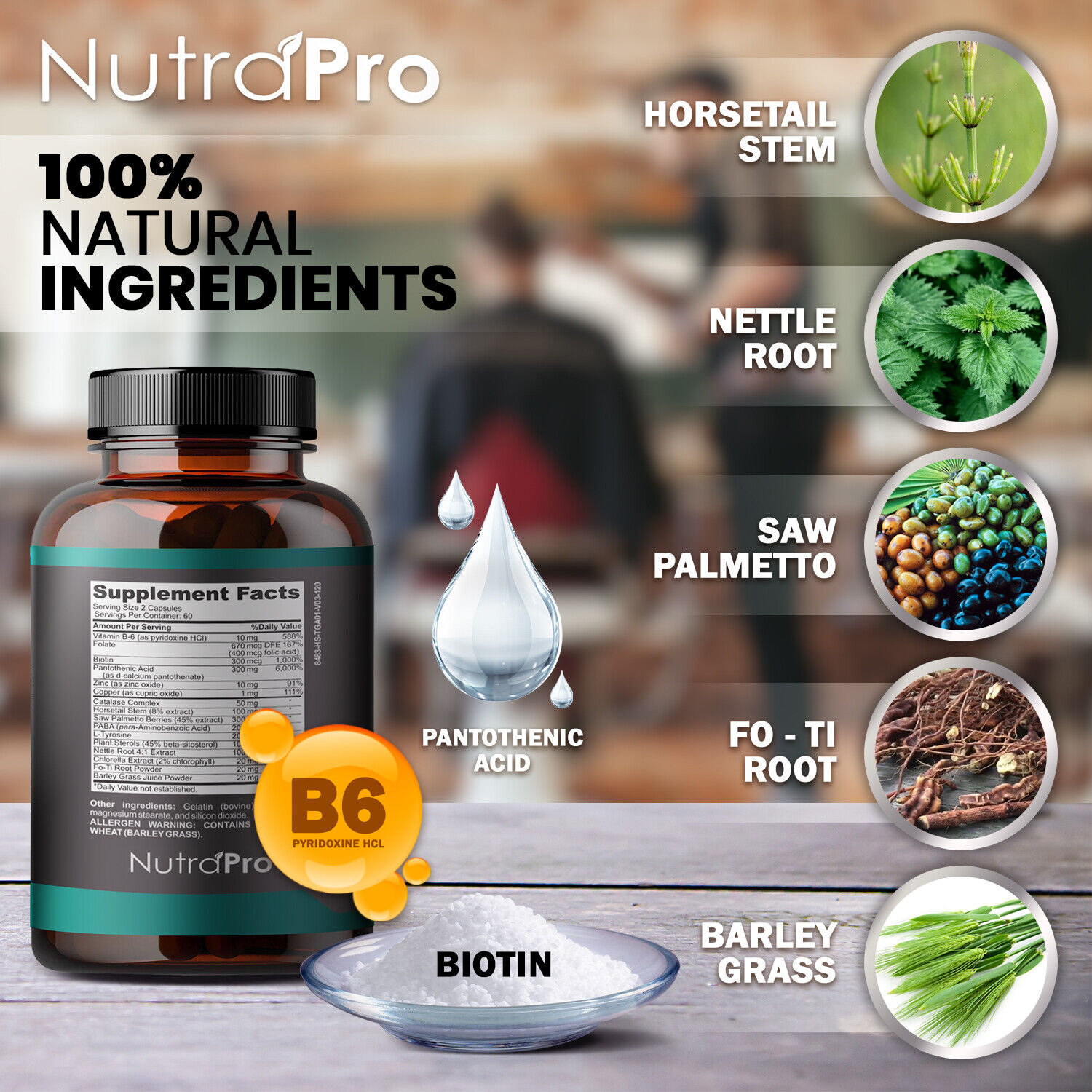 Men's Hair Growth & Beard Supplements - 120 Caps