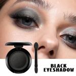 Black Glitter Eyeshadow with Brush - Long-Lasting Sparkle