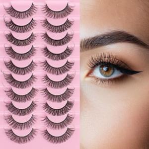 10 Pairs Natural Look Wispy False Lashes