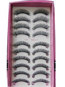 Bluelans 10 Pairs Long Thick Black False Eyelashes