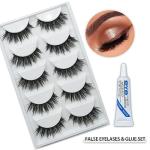 Fluffy Russian False Eyelashes - 5 Pairs with Glue